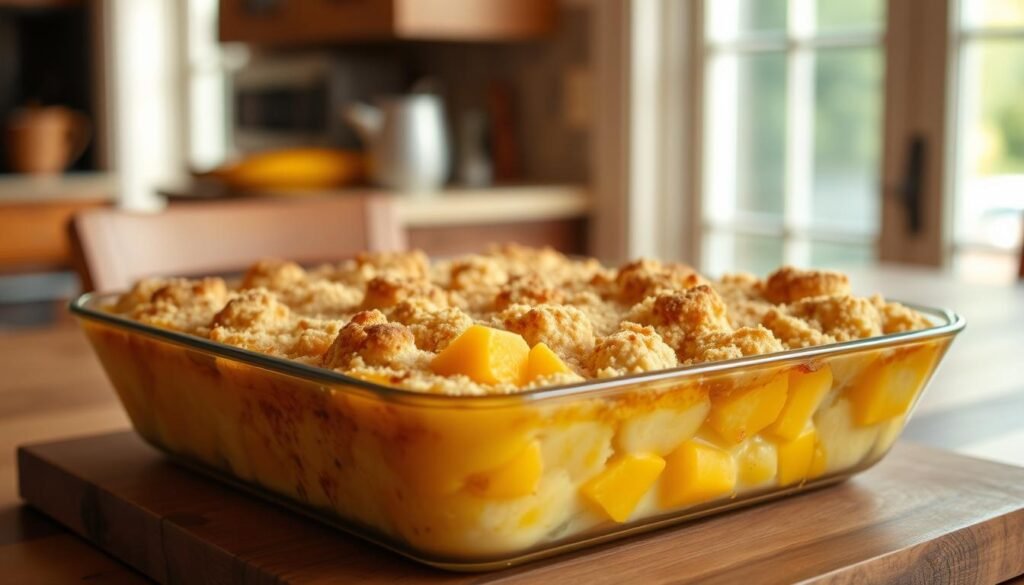 A golden-brown, freshly baked squash casserole sits on a wooden table, its creamy texture and savory aroma filling the cozy kitchen. Tender chunks of sweet squash are nestled in a rich, velvety sauce, topped with a crisp, buttery breadcrumb crust. Warm, soft lighting from a nearby window casts a gentle glow, highlighting the casserole's inviting appearance. The scene evokes a sense of homey comfort and the promise of a delicious, satisfying meal. A golden-brown, freshly baked squash casserole sits on a wooden table, its creamy texture and savory aroma filling the cozy kitchen. Tender chunks of sweet squash are nestled in a rich, velvety sauce, topped with a crisp, buttery breadcrumb crust. Warm, soft lighting from a nearby window casts a gentle glow, highlighting the casserole's inviting appearance. The scene evokes a sense of homey comfort and the promise of a delicious, satisfying meal.