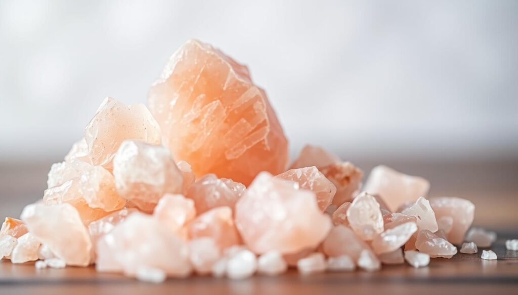 A stylized close-up photograph of pink Himalayan salt crystals against a soft, blurred background. The salt crystals are arranged in a visually appealing manner, showcasing their natural pink hue and crystalline structure. The lighting is soft and diffused, creating a serene and calming atmosphere. The focus is sharp on the salt, drawing the viewer's attention to its beauty and potential health benefits. The overall composition is balanced and aesthetically pleasing, hinting at the role of pink Himalayan salt in weight loss without being overly literal or didactic. A stylized close-up photograph of pink Himalayan salt crystals against a soft, blurred background. The salt crystals are arranged in a visually appealing manner, showcasing their natural pink hue and crystalline structure. The lighting is soft and diffused, creating a serene and calming atmosphere. The focus is sharp on the salt, drawing the viewer's attention to its beauty and potential health benefits. The overall composition is balanced and aesthetically pleasing, hinting at the role of pink Himalayan salt in weight loss without being overly literal or didactic.