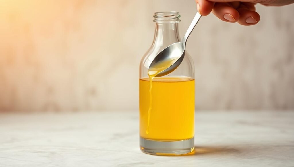 Adjusting limoncello sweetness: a glass bottle filled with golden limoncello liqueur, its cap unscrewed, and a measuring spoon dipping into the liquid, capturing the precise moment of fine-tuning the sweetness. Soft, warm lighting casts a cozy glow, highlighting the vibrant citrus hues. The scene is set against a blurred, neutral background, drawing the viewer's attention to the delicate balancing act of perfecting this Italian aperitif. Elegant and inviting, this image embodies the art of crafting the ideal limoncello for your homemade coleslaw recipe. Adjusting limoncello sweetness: a glass bottle filled with golden limoncello liqueur, its cap unscrewed, and a measuring spoon dipping into the liquid, capturing the precise moment of fine-tuning the sweetness. Soft, warm lighting casts a cozy glow, highlighting the vibrant citrus hues. The scene is set against a blurred, neutral background, drawing the viewer's attention to the delicate balancing act of perfecting this Italian aperitif. Elegant and inviting, this image embodies the art of crafting the ideal limoncello for your homemade coleslaw recipe.